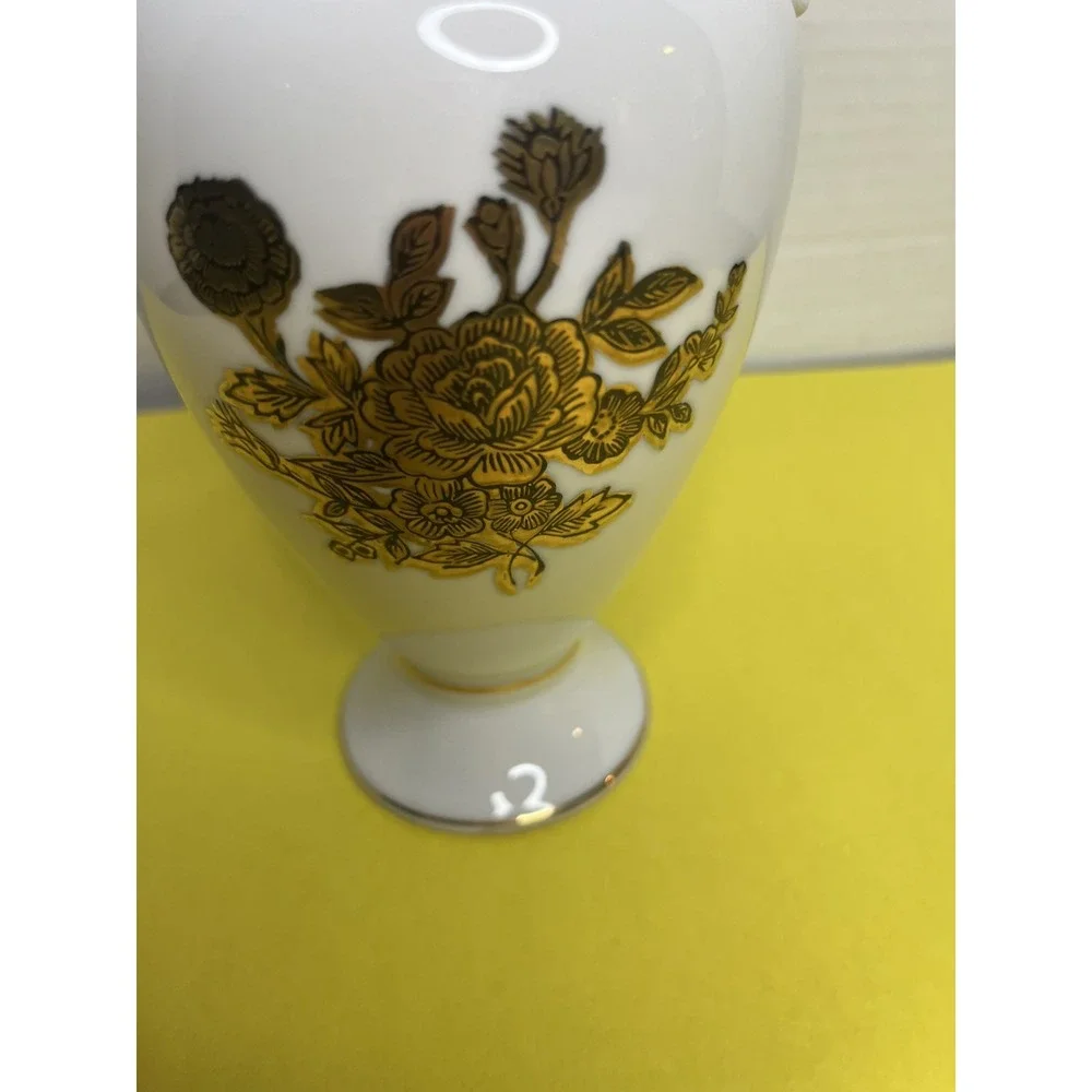 Japan Vase Gold Trim Hand Painted Roses Porcelain Double Handle 8X4.25X3.25